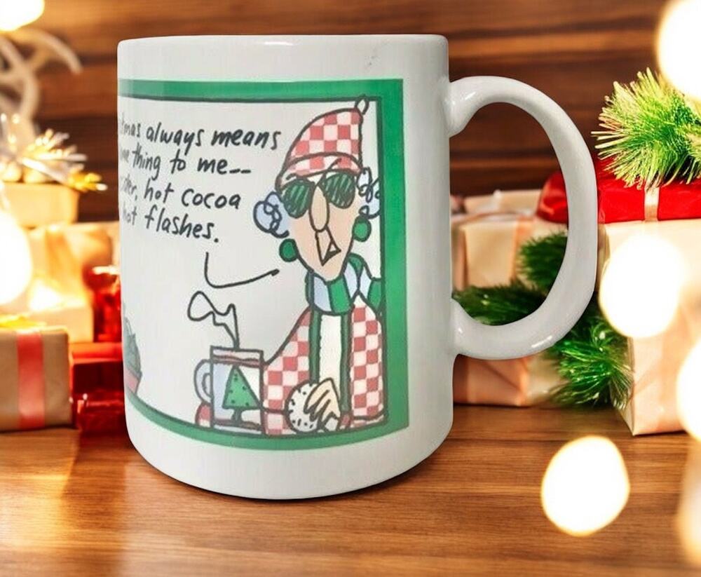 Hallmark Shoebox Maxine Christmas Ceramic Coffee Mug White Comic Funny Kitschy